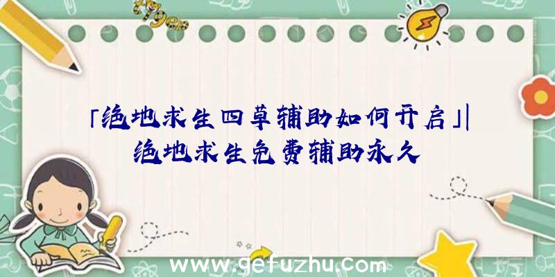 「绝地求生四草辅助如何开启」|绝地求生免费辅助永久